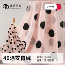 现货涤氨植绒波点网纱面料 2公分黑色圆点婚纱饰品舞台裙网眼布