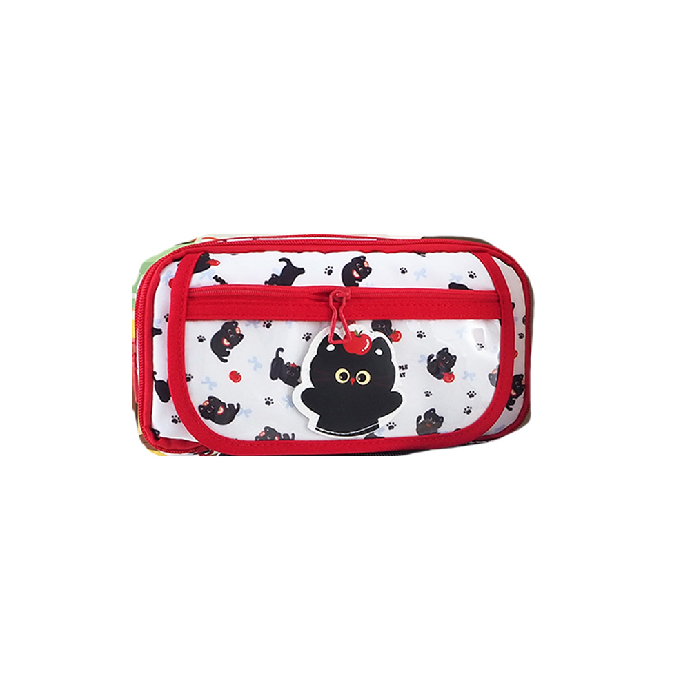 Bolsas de lápiz coreanas de estilo de dibujos animados de gran capacidad bolsas de lápiz con cremallera multicapa de alto valor facial caja de lápiz de almacenamiento