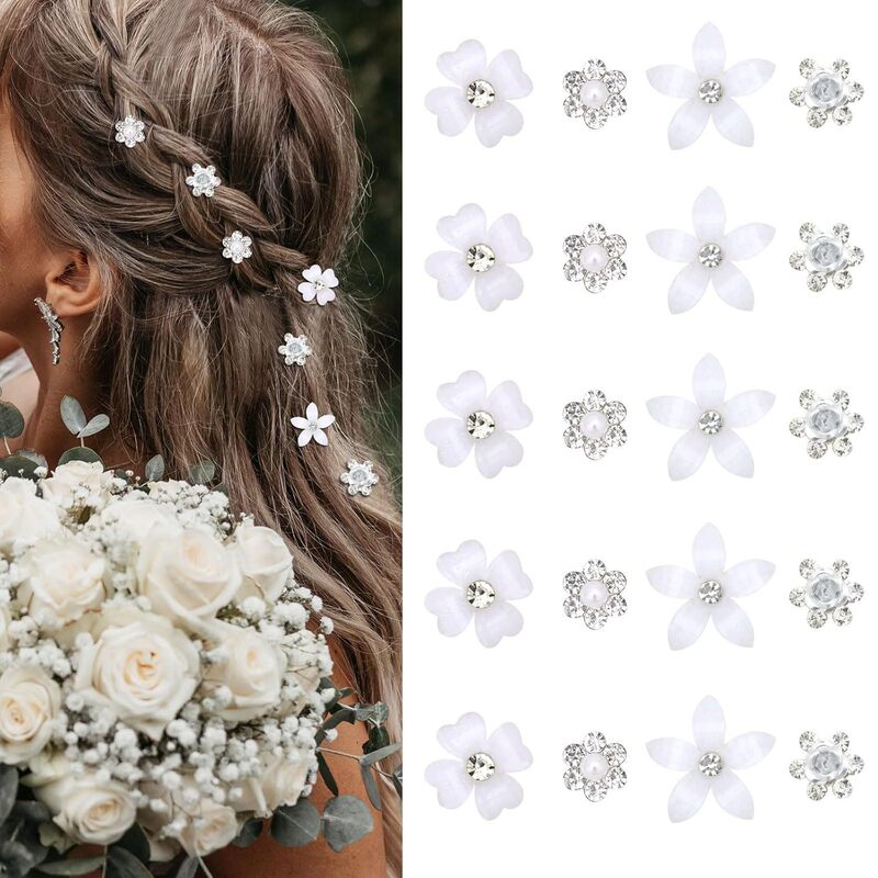 真珠のu型のヘアピンのヘアピンのビーズの花の髪とフォークの髪のドリルの花嫁の髪の花のフォークのu型のヘアピンの女性|undefined