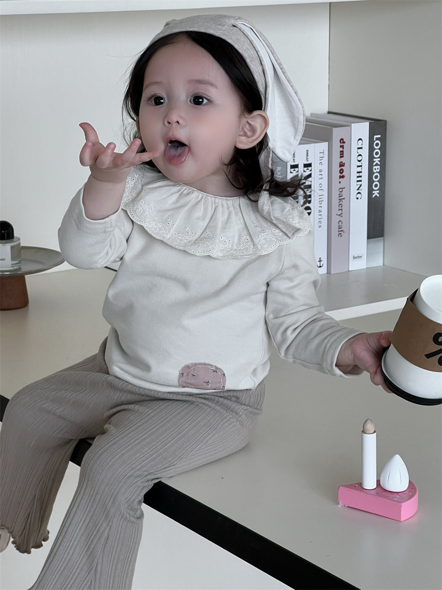 Ropa de otoño infantil coreana ropa infantil camisa de muñeca de niña ropa de caña de dos piezas de bebé de otoño