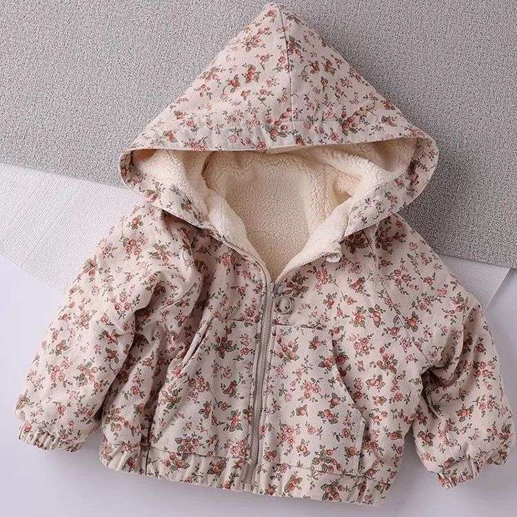 Children's Winter Cotton-Padded Jacket New Style Girls' Stylish Jacket Girls' Baby Tops Girls' Velvet Jackets Outerwear Versatile