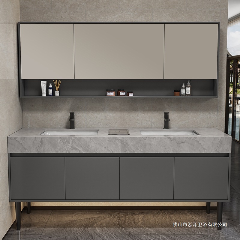 Floor-Standing Bathroom Cabinet Combination Public Toilet Washbasin Double Basin Cocoa Order Wash Basin New Bathroom Double