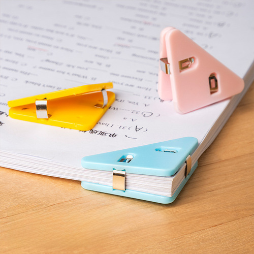 Transparent Triangle Corner Clip for Colored Stationery, Edge Organizer, Exam Paper, Invoice Holder, Office, Nordic Creative Sealing Clip