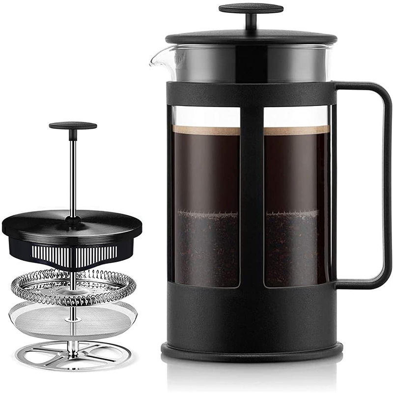 French Press Coffee Pot Triple Stainless Steel Piston Filter Heat-Resistant Borosilicate Glass Export Export French Press Coffee Pot Triple Stainless Steel Piston Filter Heat-Resistant Borosilicate Glass Export Export