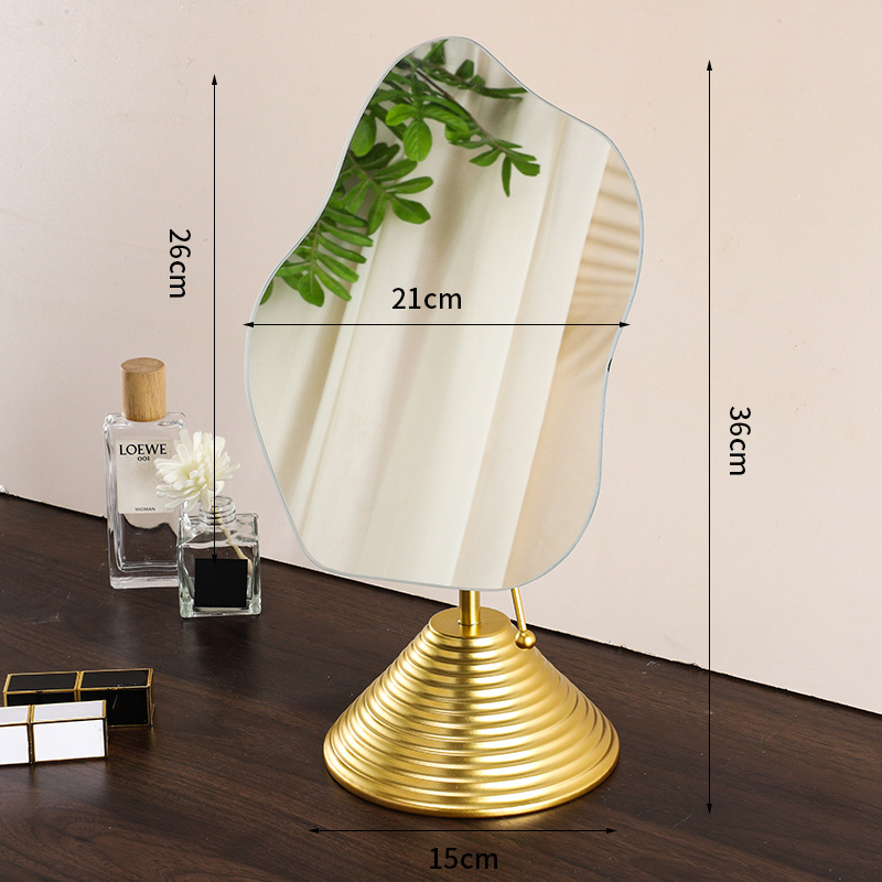 Iron Art Studio Espejo de arte irregular Escritorio de dormitorio de estudiantes Espejo de tocador de una cara Nube Espejo de maquillaje de forma especial