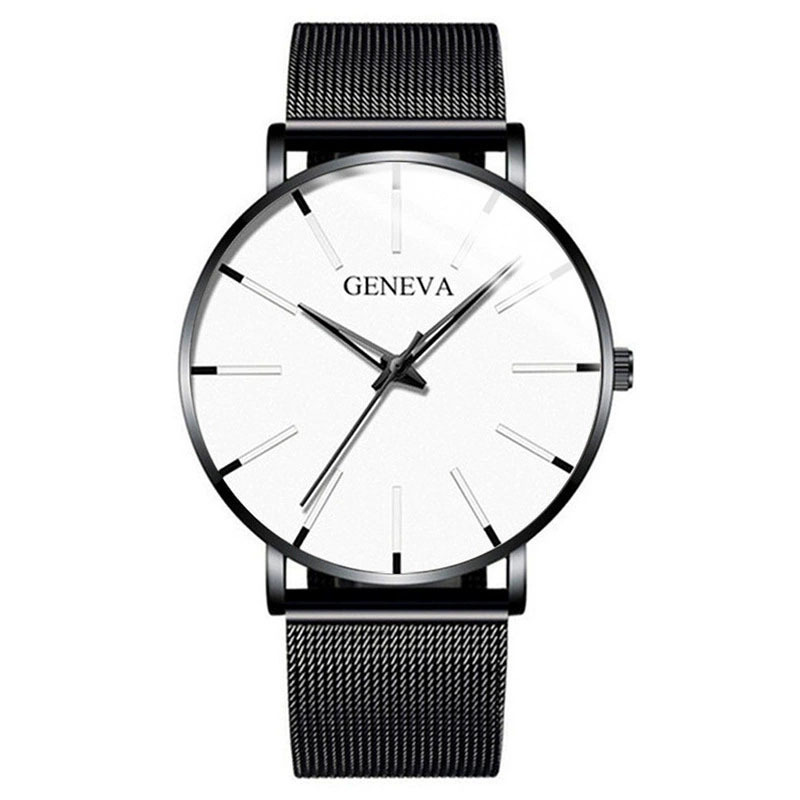 Black shell, white surface, black mesh belt