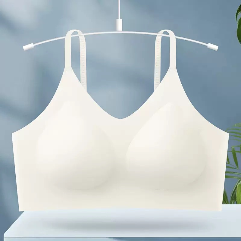 Base líquida, ropa interior invisible con sensación de nube, copa fija para mujer, sin anillo de acero, pecho pequeño, gran soporte suave, hermoso sujetador sin costuras en la espalda image 9