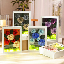 跨境相框摆件仿真花玫瑰香皂花假花桌面装饰伴手礼七夕情人节礼物