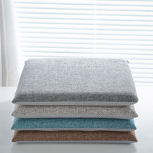 亚麻餐椅垫夏季坐垫记忆棉餐桌实木凳子座垫子椅子垫防滑家用四季