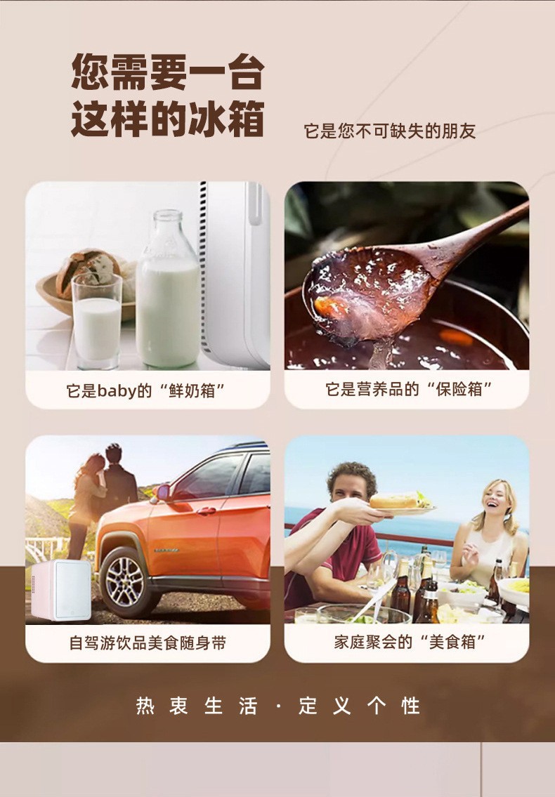 Car Beauty Mini Refrigerator Car Home Dual-use Refrigerator with Light and Mirror Multi-functional Mini Incubator