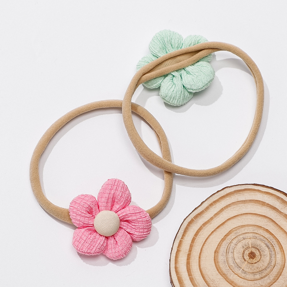 Accessori per capelli per bambini estivi europei e americani transfrontalieri, fascia elastica per capelli per bambini, fascia per capelli con fiori carini intrecciata a mano_voghion.com