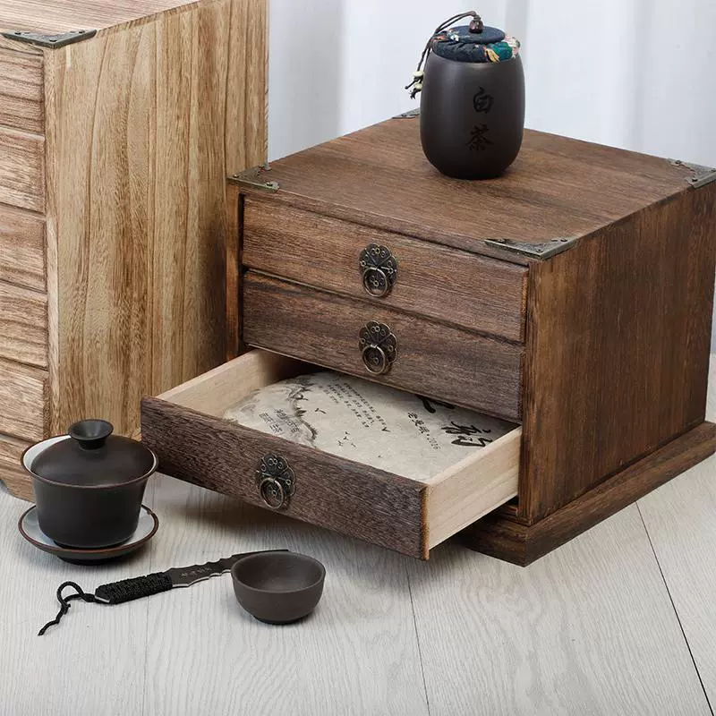 Чайная коробка Pu'er Tea из цельного дерева чайная стойка чайного пирога типа многоуровневого хранения чайного лотка универсальная упаковка подарочная коробка