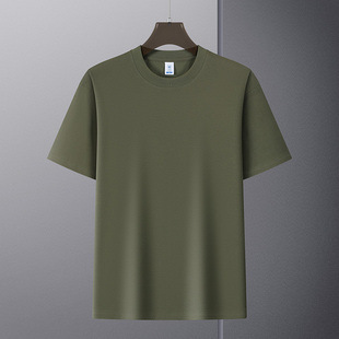2025 Xinjiang algodón puro de fibra larga 180g cuello redondo hombres y mujeres color puro camisetas de manga corta ropa casual versátil de manga corta al por mayor