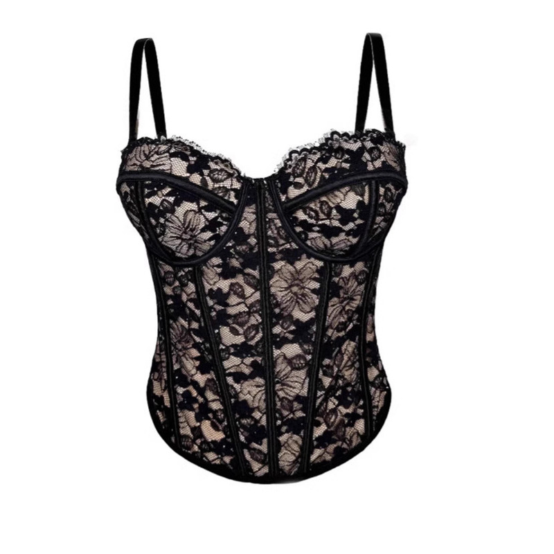 New Cross-Border European and American Style Black Lace Camisole with a High-End Feel, Suitable for Outerwear, Shapewear, and Push-Up Fishbone Bra New Cross-Border European and American Style Black Lace Camisole with a High-End Feel, Suitable for Outerwear, Shapewear, and Push-Up Fishbone Bra