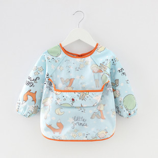 Children's Smock Waterproof Long-Sleeved Reverse Dressing Baby Eating Clothes Apron Cotton Kids Smock Bib Protective Clothing Baby Cover