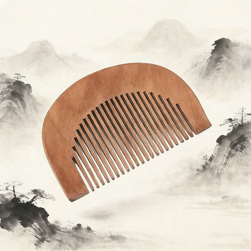 Peine de madera de melocotón para el hogar, peine para el cabello, regalo tallado para hombres y mujeres, peine pequeño de madera