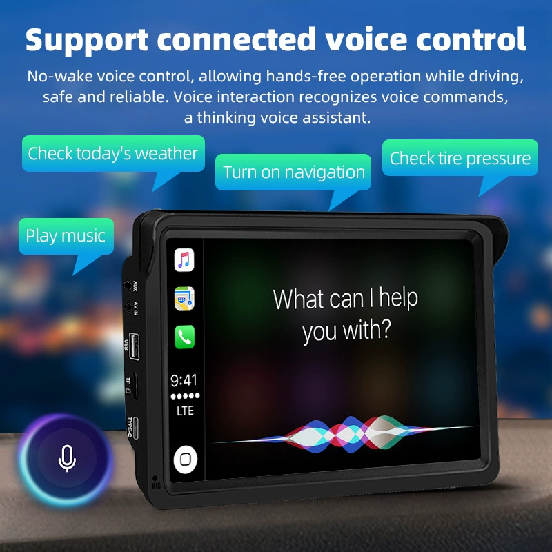 7-дюймовый беспроводной портативный экран Carplay Bluetooth FM плеер MP5 беспроводной проекционный экран навигация заднее изображение