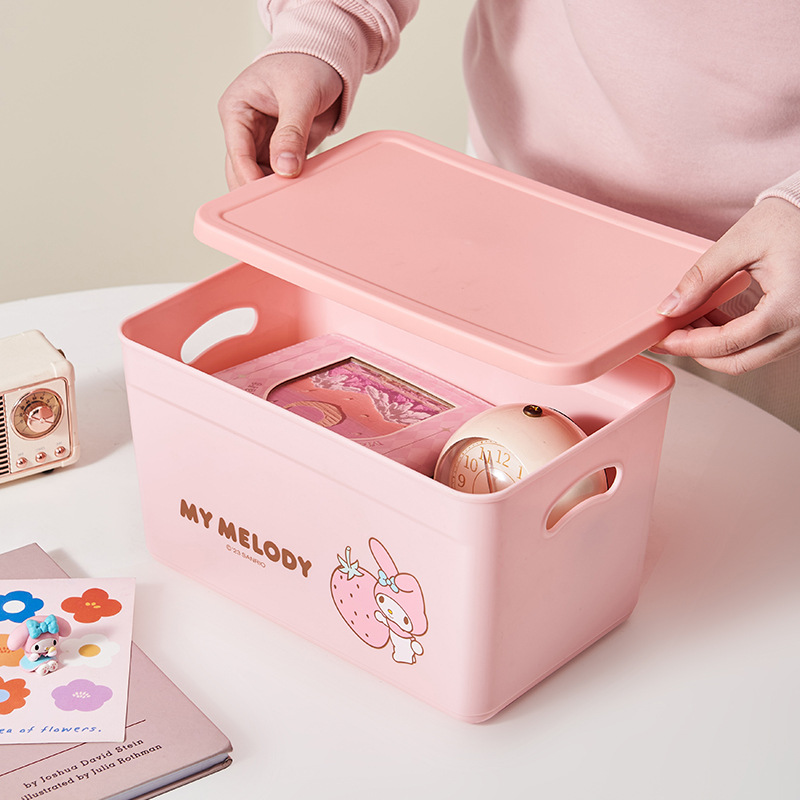 멜로디 수납함, 데일리용품 수납함, 뚜껑 있는 데스크탑 수납함, 산리오 수납함, 귀여운 만화 캐릭터