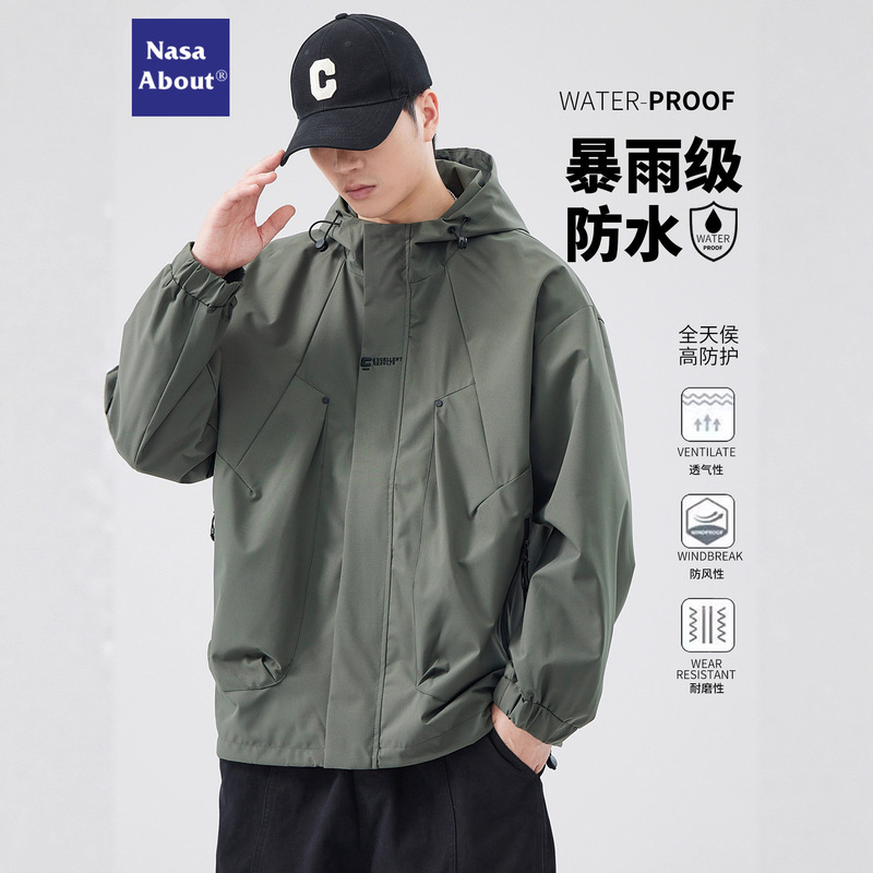 Nasa2025 New Style Jacket Men's Autum Outdoor Mountaineering Clothing Youth Windproof and Waterproof Jacket Men
