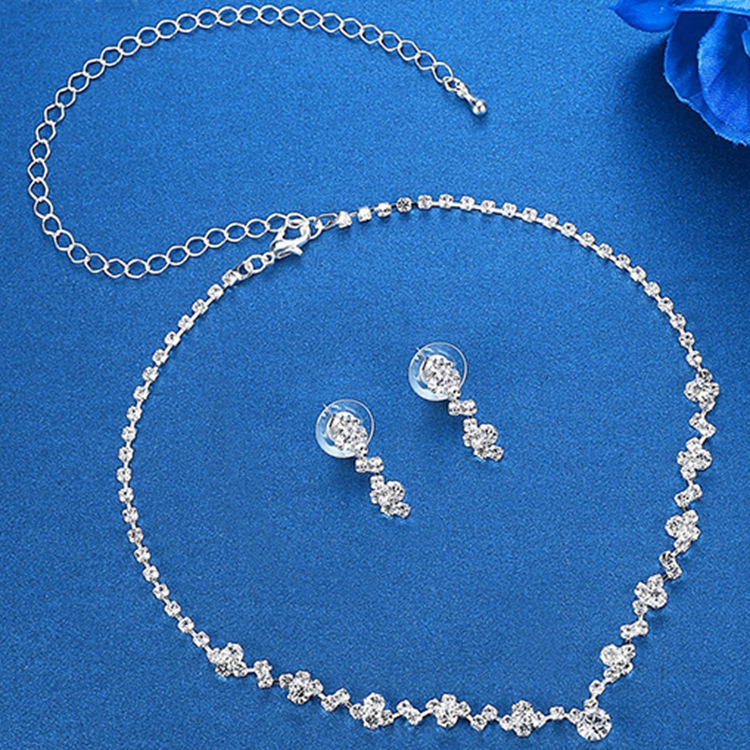 Sucesso de vendas transfronteiriço: Joias de noiva europeias e americanas, acessórios de casamento femininos, corrente simples com fecho de garras, elegante._voghion.com