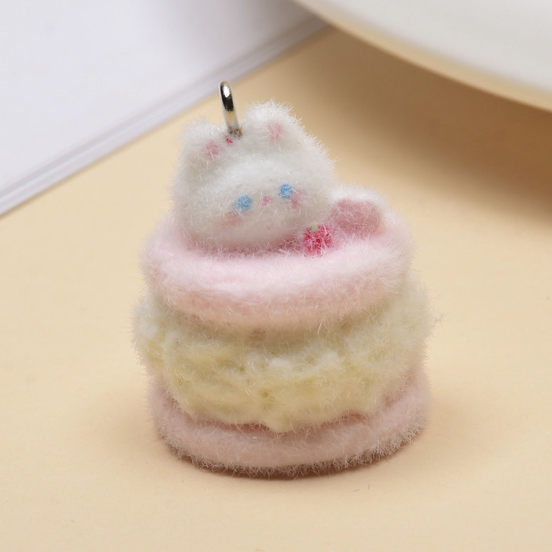 ピンクのかわいいケーキペンダントバニーペンダント漫画植毛子犬ペンダント携帯電話チェーンバッグペンダント|undefined