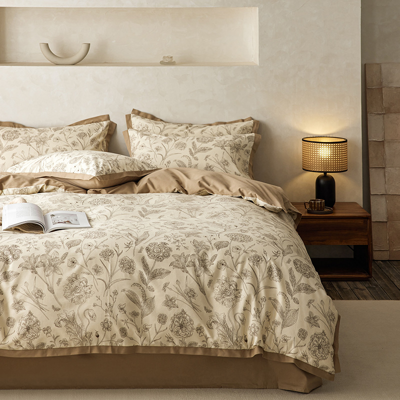 Housse De Couette Coton 4 Pièces Style Rétro Nordique Français_voghion.com