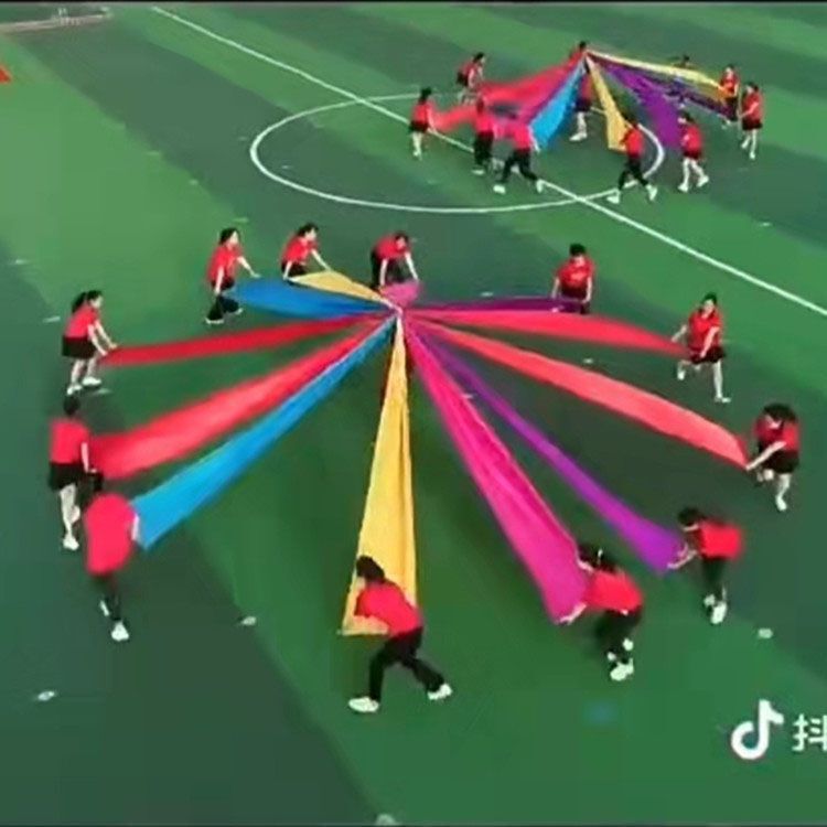 六一彩带舞蹈绸子加厚七色彩绸缎开幕式运动会开场舞表演道具制|undefined