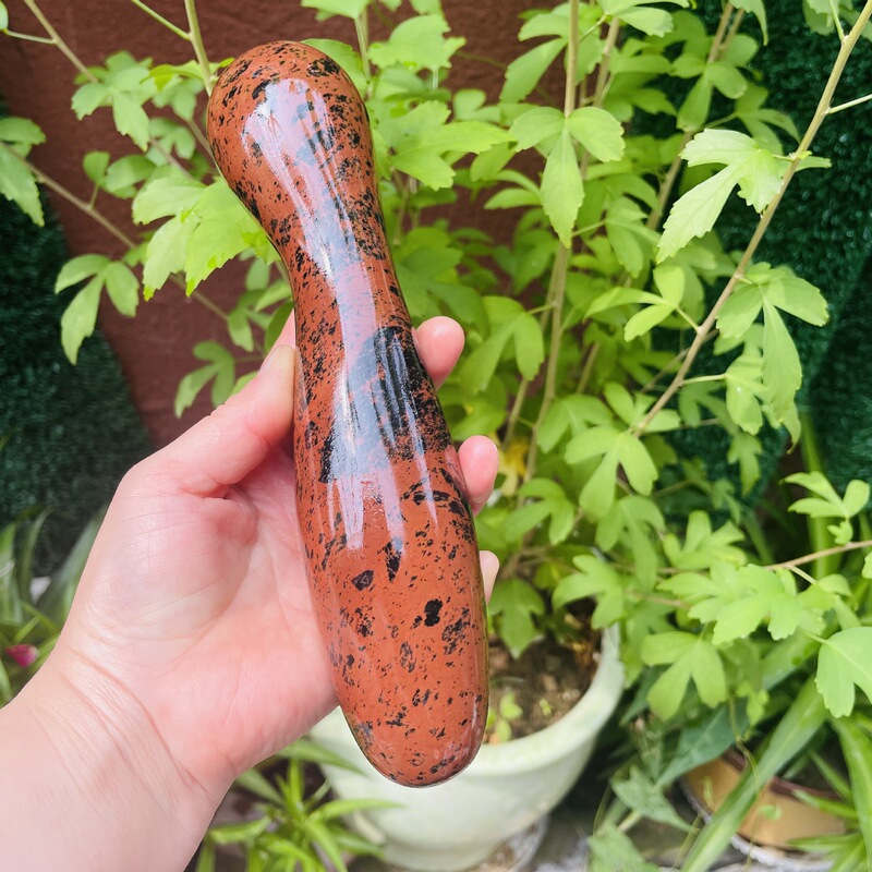 天然水晶红曜石水晶按摩棒摆件 图 1