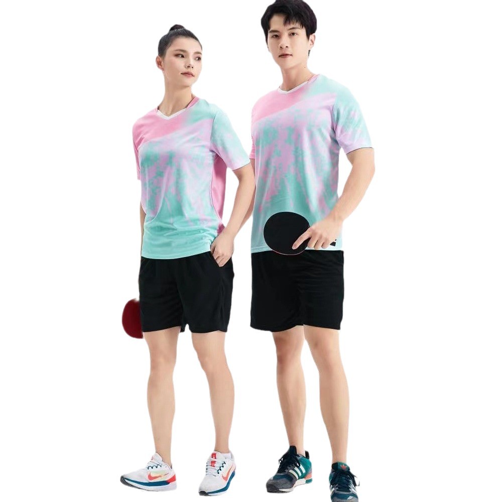 Nueva camiseta de bádminton de seda de hielo, ropa de tenis de mesa transpirable de secado rápido, impresión digital de alta calidad, camiseta de logotipo imprimible