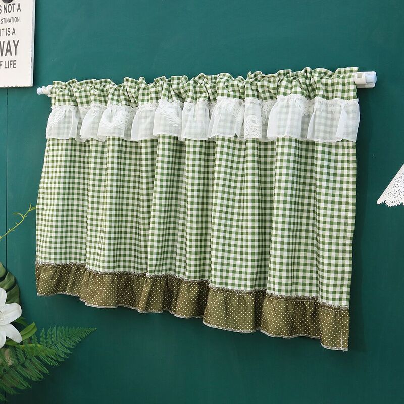Finished Door Curtain Short Curtain Bay Window Curtain Special Offer Pastoral Half Curtain Bedroom Partition Curtain Shading Living Room Fresh Floral Cloth