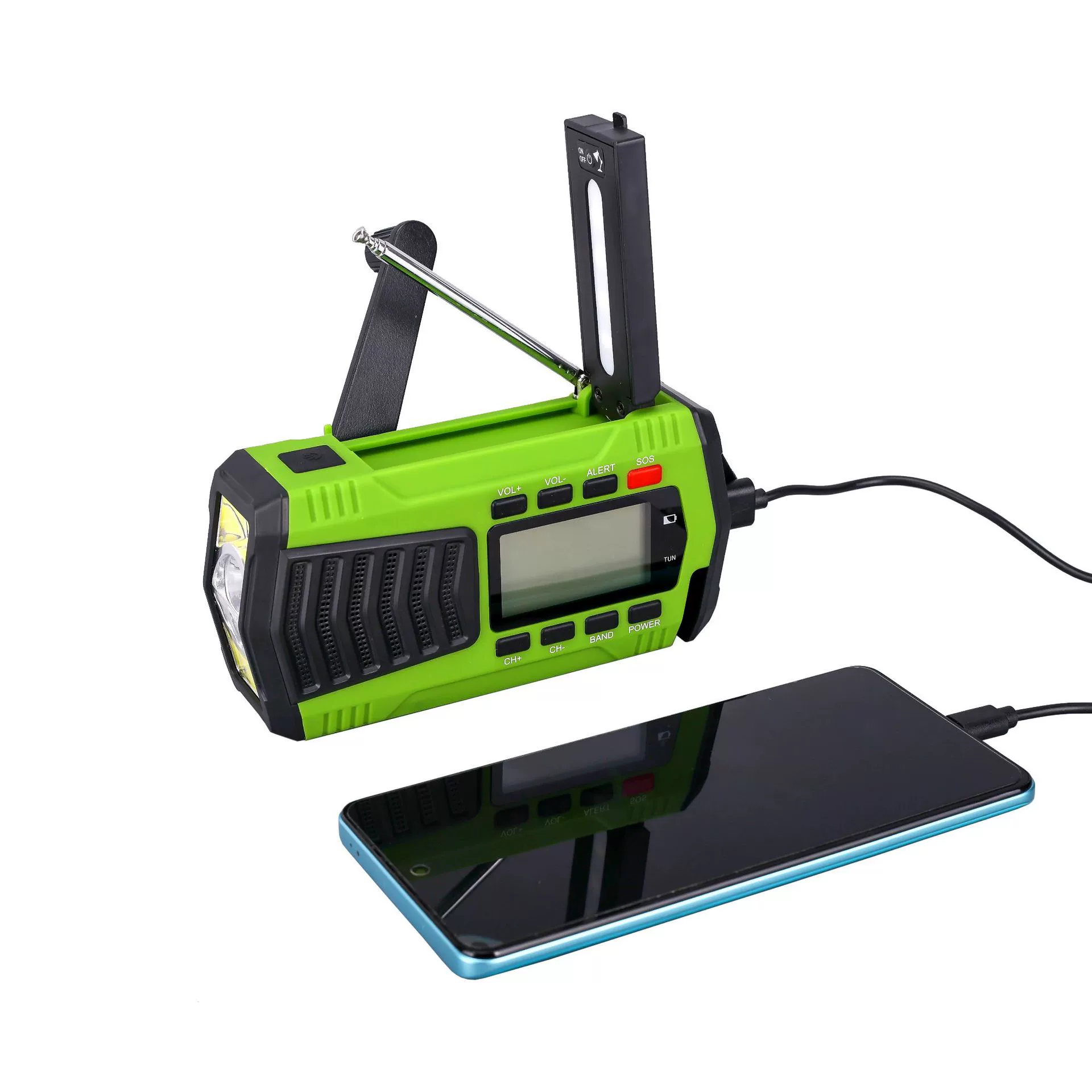 Заводская поставка Многофункциональное радио Зарядка телефона на солнечных батареях Выработка электроэнергии с ручным приводом Предотвращение чрезвычайных ситуаций с ЖК-экраном