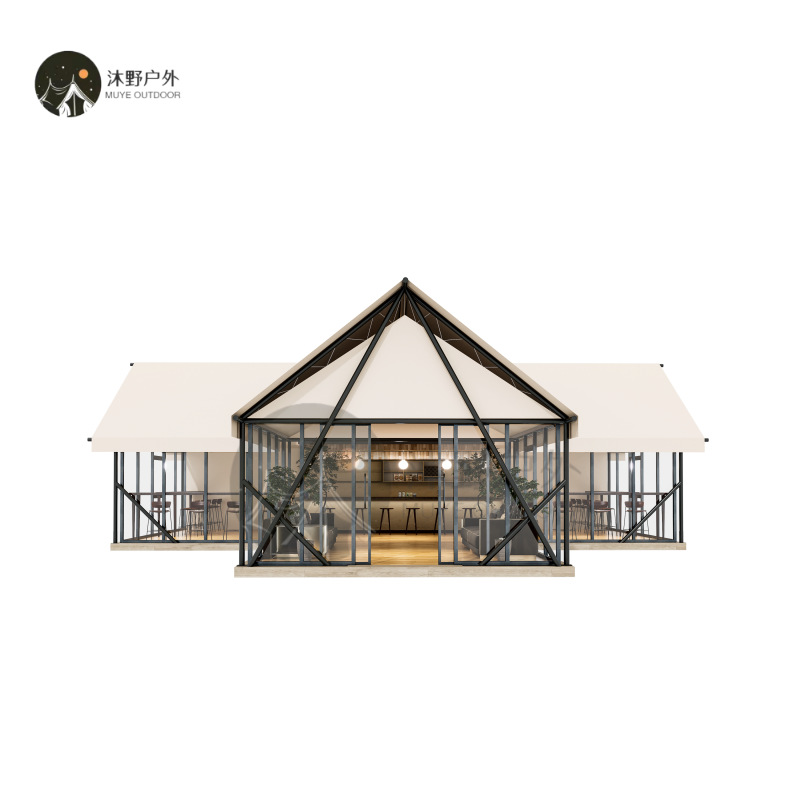 Muye al aire libre gran salvaje techo de lujo en forma de T camping bar tienda de campaña de acomodación residencial camping tienda de campaña hotel fabricantes