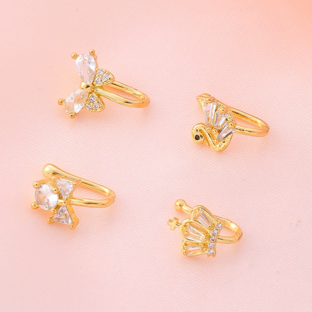 (Cross-border trading), nose piercing perforated, nose clip with zircon with butterfly, European style, Aliexpress