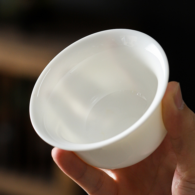 德化白瓷盖碗茶杯茶碗三才盖碗不烫手悬停泡茶碗羊脂玉马蹄盖碗|undefined