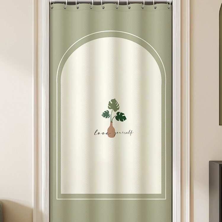 No-Punch Door Curtain Air Conditioner Windproof Kitchen Oil Smoke Barrier Household Partition Curtain Bathroom Bedroom Privacy Blocking Curtain