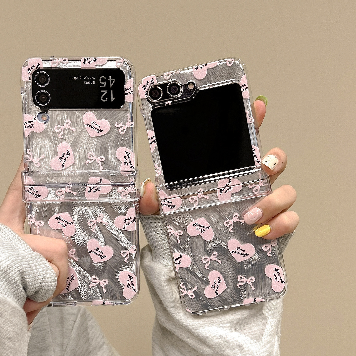 Love Bow for Samsung Galaxy Z Flip5 Phone Case Zflip4/3 Folding Screen Saver Sheath_voghion.com