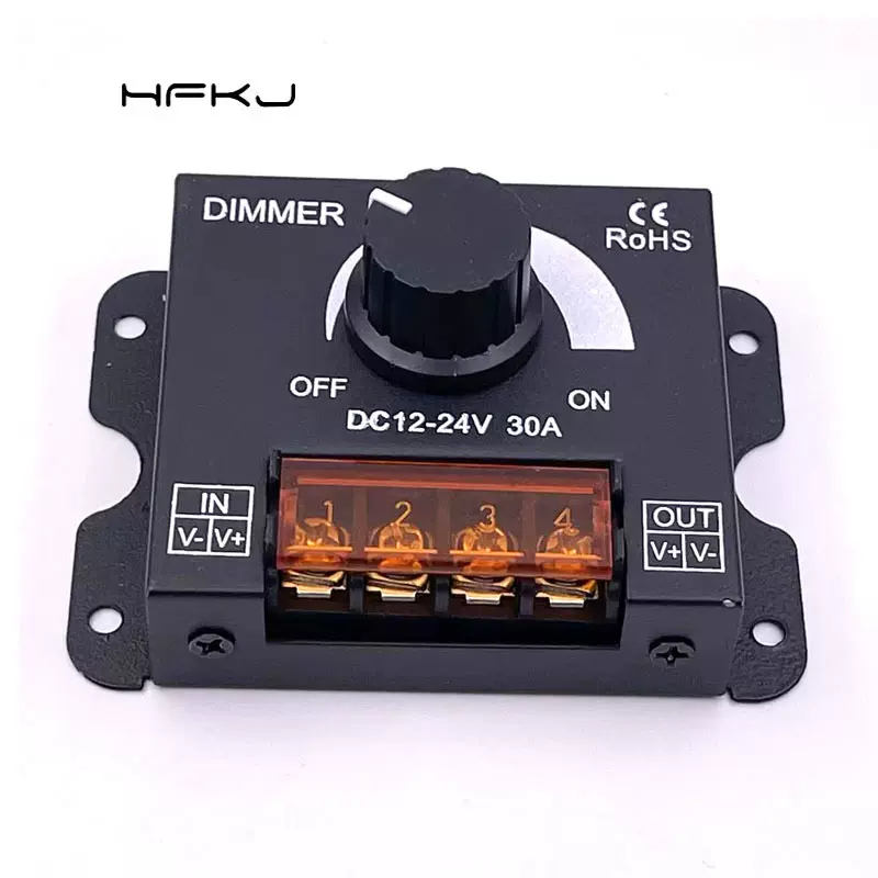 LED单色灯条控制器30A旋钮调光开关旋钮调压无极调光器DC12V 24V