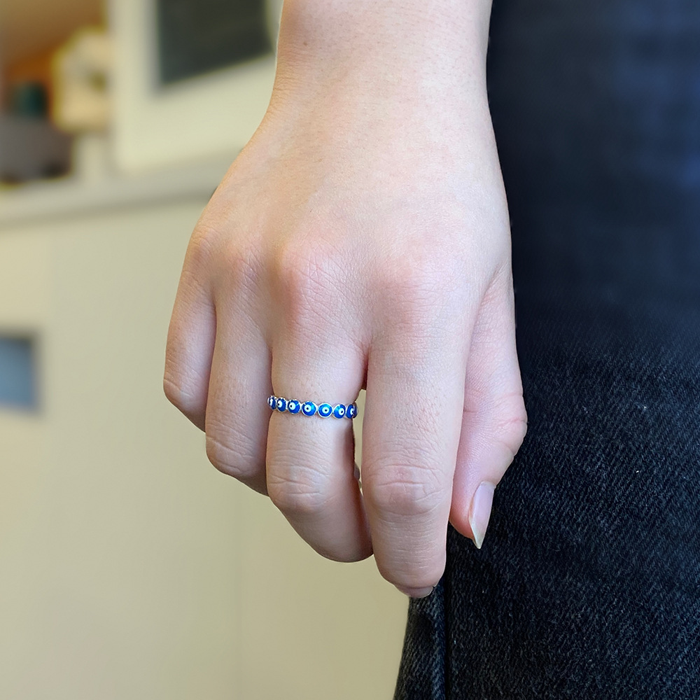 Fashion Devilu0027S Eye Sterling Silver Epoxy Rings