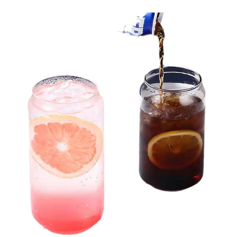 Vaso de Vidrio Transparente con Diseño de Lata - Estilo Retro para Refrescos y Jugos