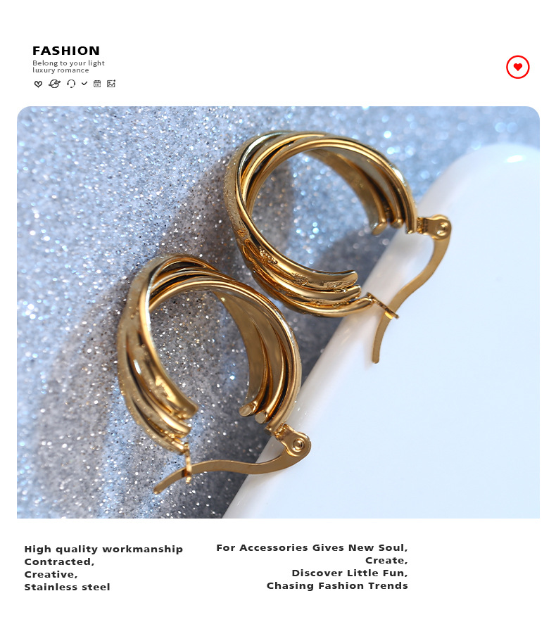 Retro Geometric Stainless Steel Plating Earrings 1 Pair