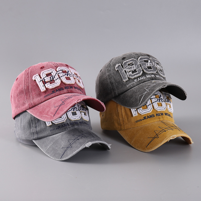 Berretto da baseball con toppa personalizzata del 1985 di vendita calda, classico berretto a becco d'anatra lavato in puro cotone ricamato_voghion.com