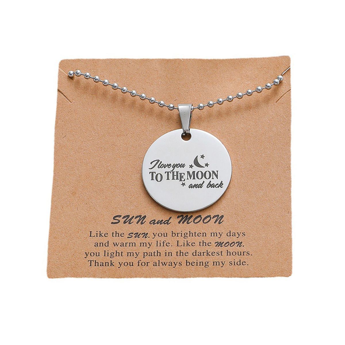 New Lettering Necklace Simple Fashion Titanium Sun Moon Titanium Steel Necklace display picture 5