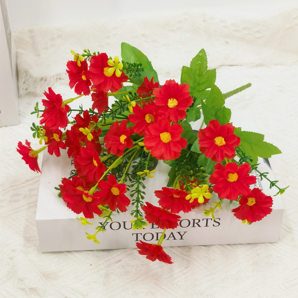 仿真花假花28头跳兰菊小雏菊装饰花绢花塑料花布花户外工程小野菊
