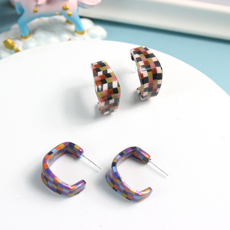 1 Pair Fashion Lattice Arylic Womenu0027S Earrings