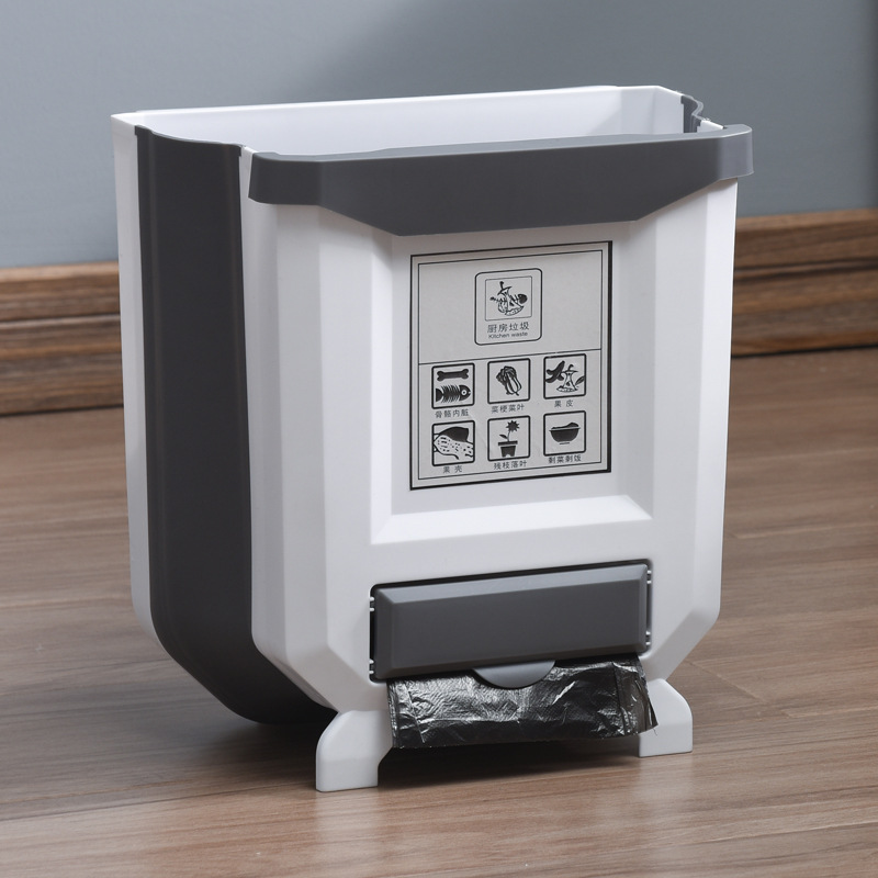 Plegable cubo de basura Cocina dormitorio montado en la pared puede inodoro papel cesta coche cubo de basura al aire libre