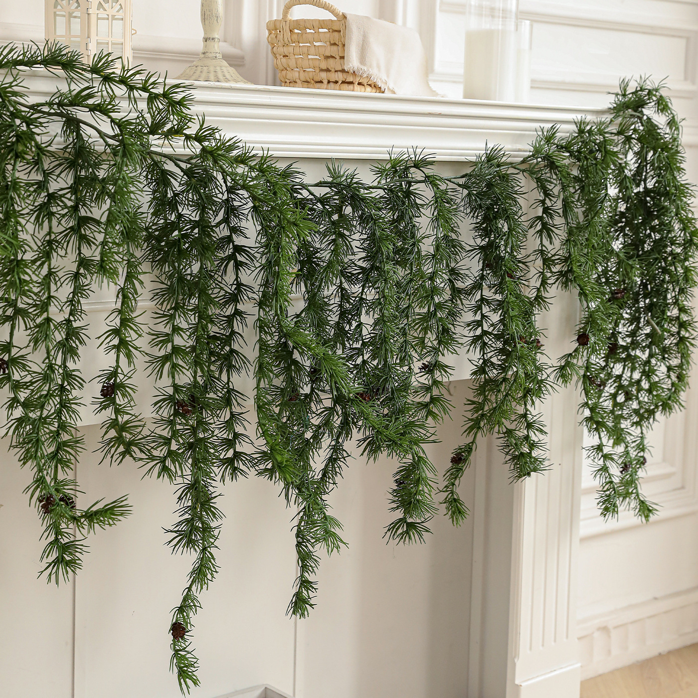 Nuevo estilo de imitación de vid Pe hoja de ramas de flores de plantación verde pared colgante pared colgante puerta colgante vid decoración de Navidad