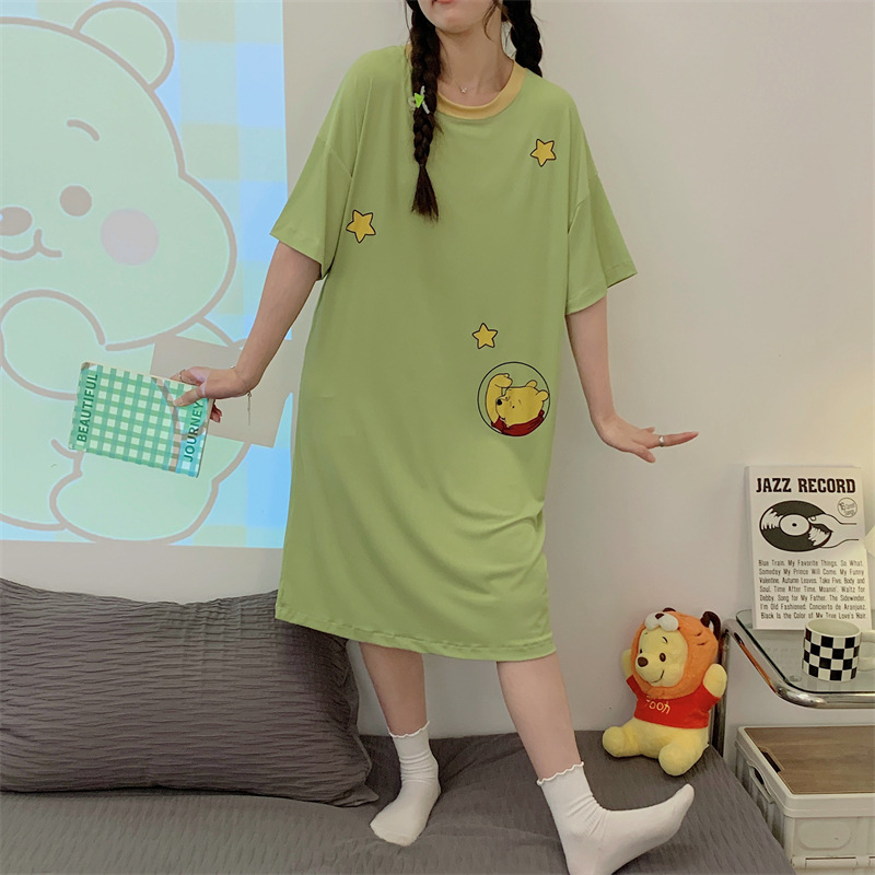 2024 pijamas de verano pijamas de chicas dibujos animados largo hilo de manga corta chaqueta en vivo ropa doméstica mayorista