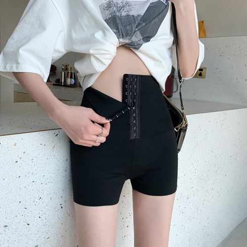 New Summer Outfit, Abdominal Cinching Buttoned Thin Waist Cincher, Hip Lifting, Anti-Bleeding, Barbie Sharkskin Three-Quarter Leggings for Women to Wear Outside