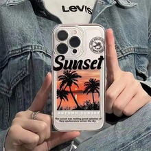 落日椰树适用于P70透明mate70pro华为手机壳荣耀300全包nova13pro