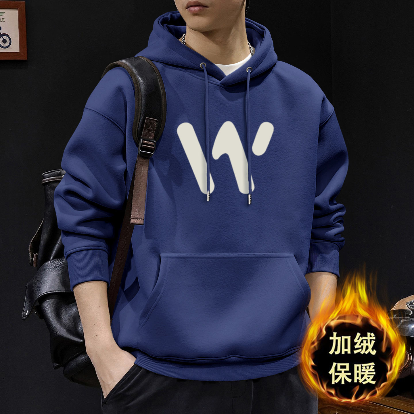 América pesada sudadera encapuchada hombre otoño invierno acolchado marca de moda retro suelta chaqueta superior adolescente